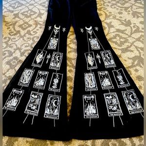 Tarot Card Bell Bottom Legging, Black, Size M